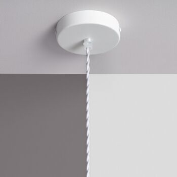 Ledkia Support avec Douille pour Lampe Suspendue avec Câble Textile Tressé Blanc Blanc 5