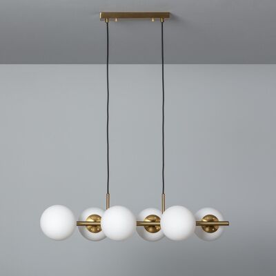 Ledkia Lámpara Colgante Metal y Cristal Moonlight Brass 6 Focos Dorado