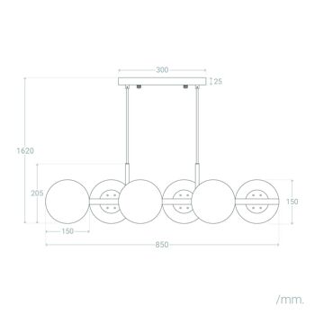 Lampe à Suspension Ledkia Métal et Verre Moonlight Laiton 6 spots Doré 2