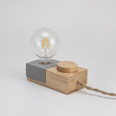 Lampe de table en bois et béton Ledkia Sven Naturel