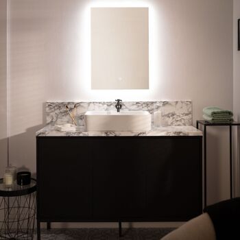 Ledkia Miroir de Salle de Bain avec Lumière LED 68x48 cm Petit Mason Blanc Froid 6000K 1