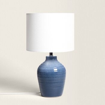 Lampe de table en céramique Ledkia Botijo bleu foncé 1