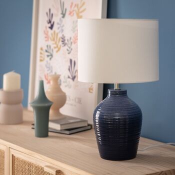 Lampe de table en céramique Ledkia Botijo bleu foncé 7