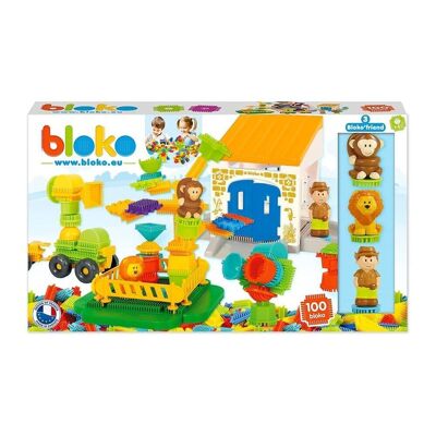 Box 100 Bloko with 3 Jungle 3D Figures – From 12 Months – Made in Europe – 503626