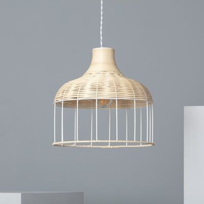 Ledkia Pendant Lamp Rattan and Metal Sliema White