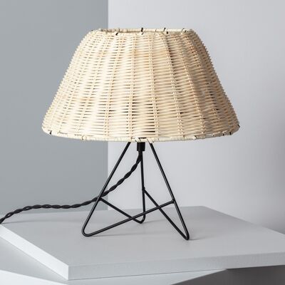 Lampada da tavolo Ledkia in rattan nero Salmor