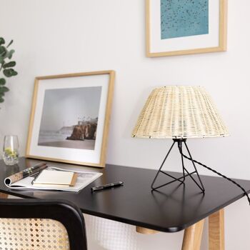 Lampe de table en rotin Salmor noir Ledkia 3