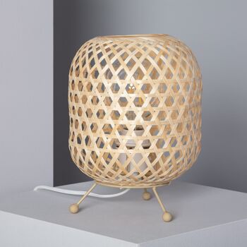 Lampe de table en bambou Chia naturel Ledkia 1