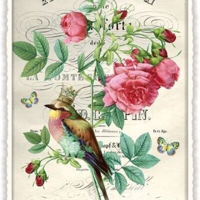 Pivoine avec oiseau (SKU: PK941)