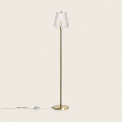 Ledkia Floor Lamp Metal and Glass Stiklu Gold