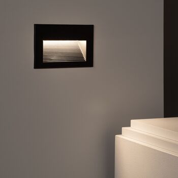 Ledkia Balise Extérieure LED 5W Encastrable Mural Noir Goethe Horizon Blanc Chaud 2700K 2
