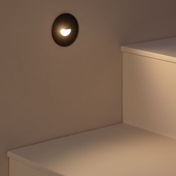 Ledkia Balise Extérieure LED 2W Encastrable Circulaire Mural Noir Guell Blanc Chaud 2700K 2