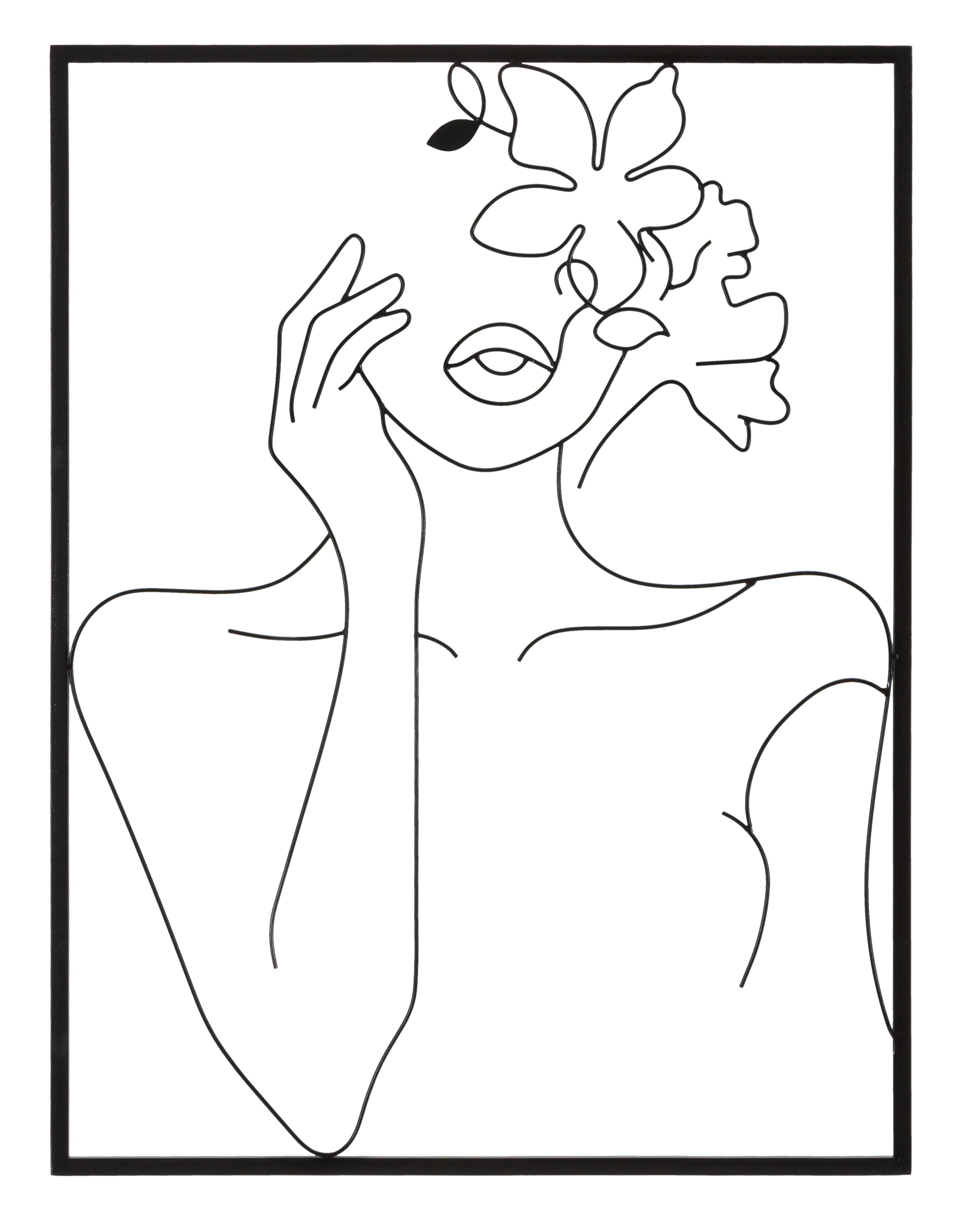 IRON WALL PANEL WOMAN WITH FLOWERS CM 60X1X80 D323470000