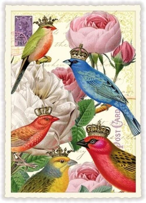 Fleurs avec oiseaux (sans texte) (SKU: PK906)