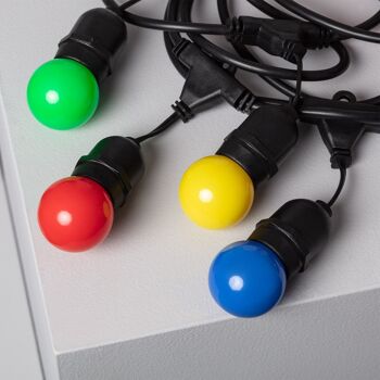 Ledkia Kit Guirlande Lumineuse Extérieur 5,5m Noir + 8 Ampoules LED E27 G45 3W de Couleurs Multicolores 3