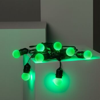 Ledkia Kit Guirlande Lumineuse Extérieur 5,5m Noir + 8 Ampoules LED E27 G45 3W de Couleurs Vertes 2