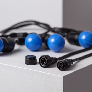 Ledkia Kit Guirlande Lumineuse Extérieur 5,5m Noir + 8 Ampoules LED E27 G45 3W Couleurs Bleues 5