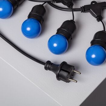 Ledkia Kit Guirlande Lumineuse Extérieur 5,5m Noir + 8 Ampoules LED E27 G45 3W Couleurs Bleues 6
