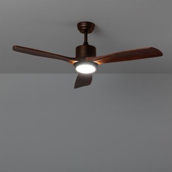 Ledkia Ventilateur de Plafond LED Forêt Marron 132cm WiFi 5