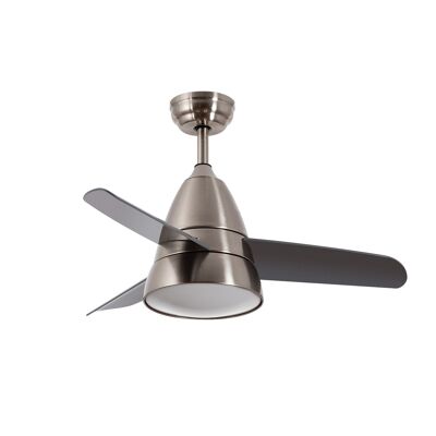 Ledkia Silver Industrial LED Ceiling Fan 91cm Selectable AC Motor (Warm-Neutral-Cold)