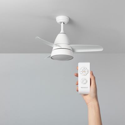 Ledkia White Industrial LED Ceiling Fan 91cm Selectable (Warm-Neutral-Cold)