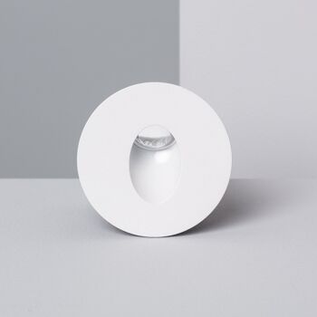 Ledkia Balise LED 1W Encastré Circulaire Mural Blanc Adam Blanc Chaud 3000K 4