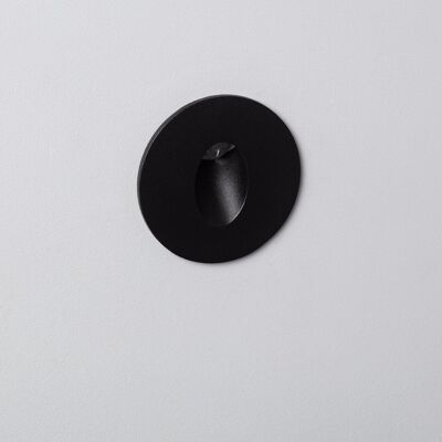 Ledkia Balise LED 1W Encastré Circulaire Mural Noir Adam Blanc Chaud 3000K