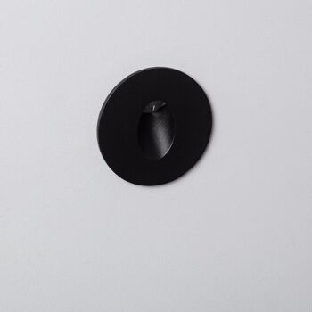 Ledkia Balise LED 1W Encastré Circulaire Mural Noir Adam Blanc Chaud 3000K 1