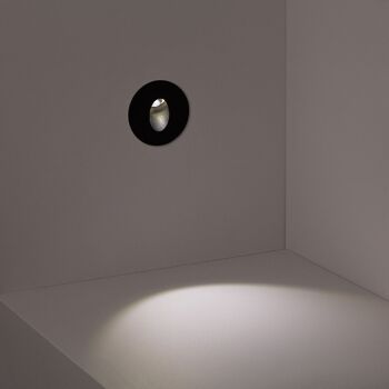 Ledkia Balise LED 1W Encastré Circulaire Mural Noir Adam Blanc Chaud 3000K 2