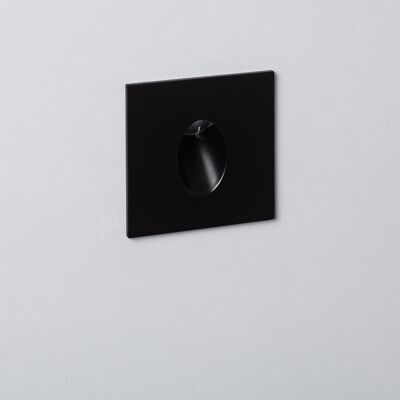 Ledkia LED Beacon 1W Recessed Wall Square Black Adam Warm White 3000K
