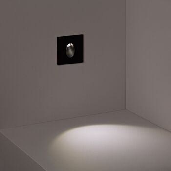 Ledkia Balise LED 1W Encastrable Mural Carré Noir Adam Blanc Chaud 3000K 2