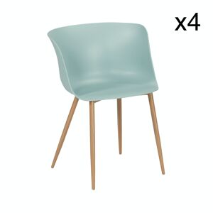 LOT DE 4 FAUTEUILS BLEU CELADON EN POLYPROPYLENE 55.5X54.5XH75CM OLLY