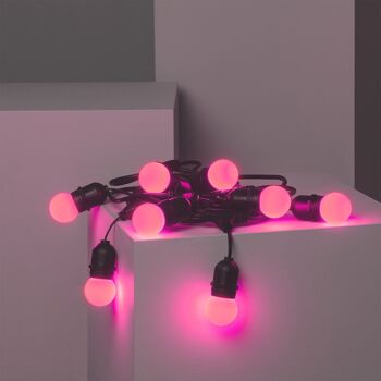 Ledkia Kit Guirlande Lumineuse Extérieur 5,5m Noir + 8 Ampoules LED E27 G45 3W de Couleurs Roses 2