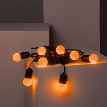 Ledkia Kit Guirlande Lumineuse Extérieur 5,5m Noir + 8 Ampoules LED E27 G45 3W Couleurs Orange 2
