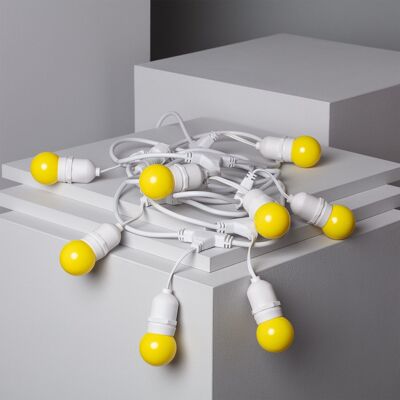 Ledkia Kit Ghirlanda Luminosa Esterno 5,5m Bianco + 8 Lampadine LED E27 G45 3W Colori Gialli