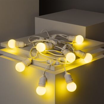 Ledkia Kit Guirlande Lumineuse Extérieur 5,5m Blanc + 8 Ampoules LED E27 G45 3W Couleurs Jaunes 3