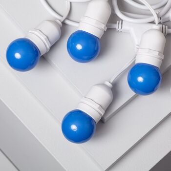 Ledkia Kit Guirlande Lumineuse Extérieur 5,5m Blanc + 8 Ampoules LED E27 G45 3W de Couleurs Bleues 3