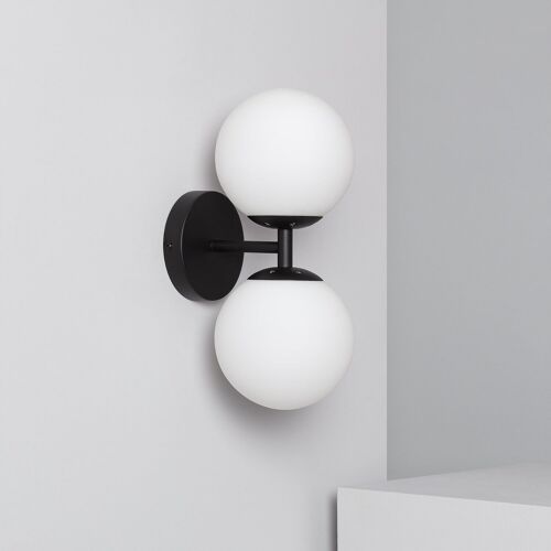 Ledkia Lámpara de Pared de Metal y Cristal Balts Duplo Negro