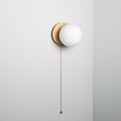 Ledkia Wall Lamp Wood and Glass Gold Orbit Natural