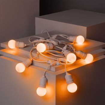 Ledkia Kit Guirlande Lumineuse Extérieur 5,5m Blanc + 8 Ampoules LED E27 G45 3W Couleurs Orange 2