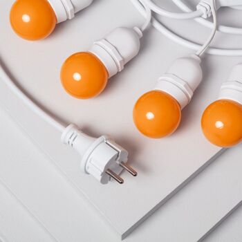 Ledkia Kit Guirlande Lumineuse Extérieur 5,5m Blanc + 8 Ampoules LED E27 G45 3W Couleurs Orange 6
