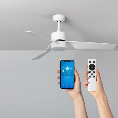 TechBrey Ventilador de Techo Silencioso Minimal PRO Blanco 132cm Motor DC WiFi