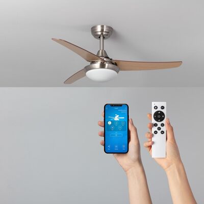 TechBrey Ventilateur de Plafond Silencieux Neil LED Bois 107cm Moteur DC WiFi