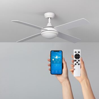 TechBrey Ventilateur de Plafond Silencieux Marine Blanc 132cm Moteur DC WiFi 1