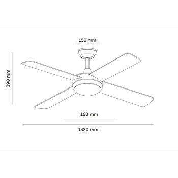 TechBrey Ventilateur de Plafond Silencieux Marine Blanc 132cm Moteur DC WiFi 2