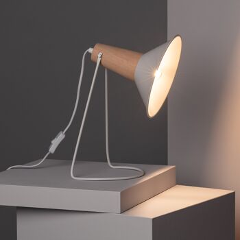 Lampe à poser Ledkia en métal et bois Lanni Blanc 4