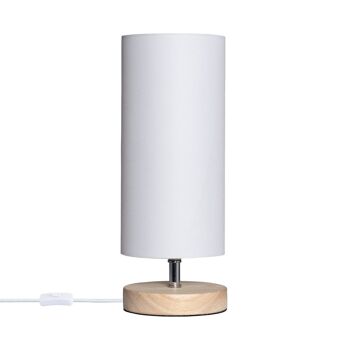 Lampe de table Ledkia en bois et tissu Roundi Haarle Blanc 1