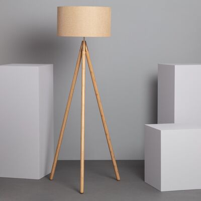 Ledkia Holz und Stoff Stehlampe Wolby Beige