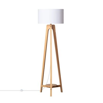 Ledkia White Triun Wood and Fabric Floor Lamp