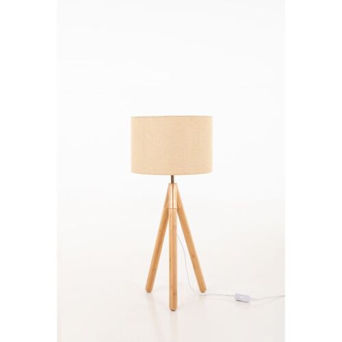 Ledkia Lámpara de Mesa de Madera y Tela Wolby Beige